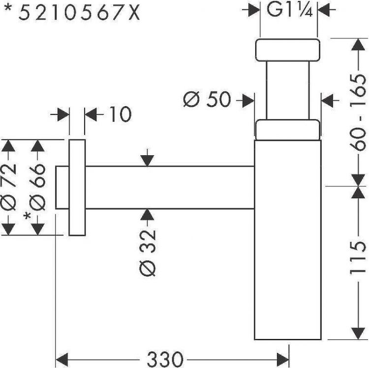 Сифон для раковины Hansgrohe Flowstar S 52105140 Шлифованная бронза
