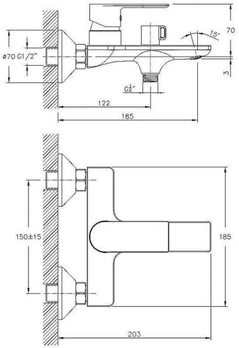 Смеситель для ванны Haiba HB60505 Хром