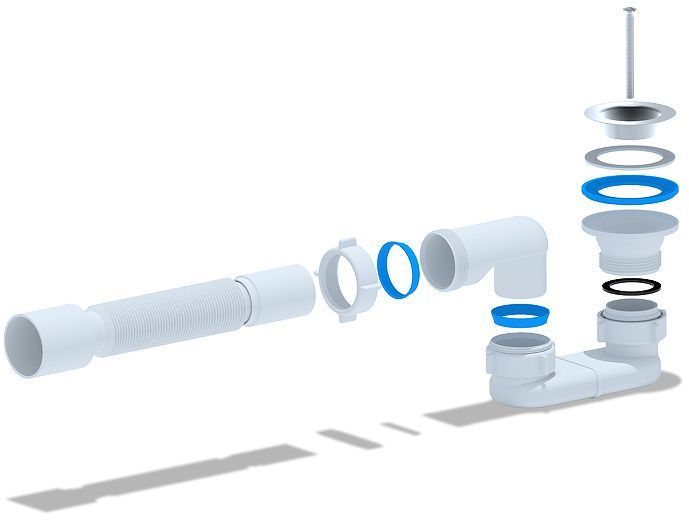 Сифон для душевого поддона Анипласт E015 1 1/2 с гибкой трубой 40/50 цвет Хром Белый