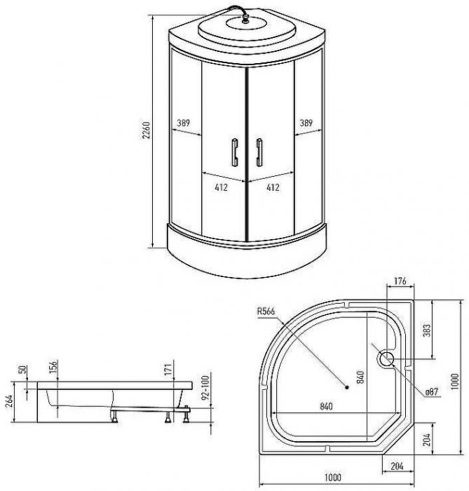 Душевая кабина Erlit Comfort 100х100 ER351026-C3-RUS без гидромассажа