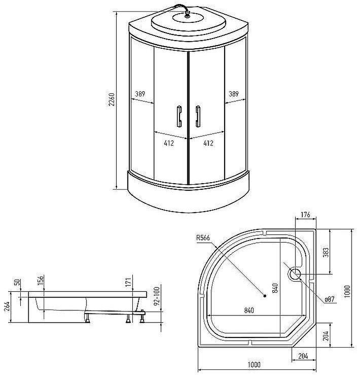 Душевая кабина Erlit Comfort 100х100 ER351026-C3-RUS без гидромассажа