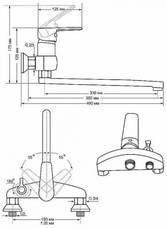 Смеситель для ванны Viko V-4315 универсальный Хром Смеситель для ванны Viko V-4315 универсальный Хром