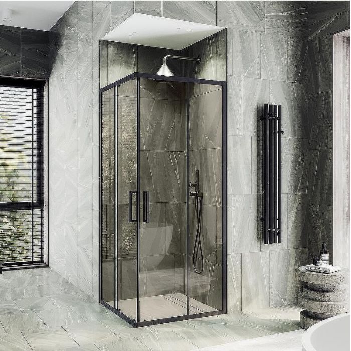 Душевой уголок Maybah Glass MGY-1324-6 1000x1000x1950 раздвижной профиль Черный стекло прозрачное