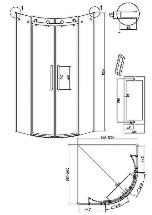Душевой уголок Grossman Classic 100х100 301.K33.04.1010.21.10 профиль Черный матовый стекло тонированное