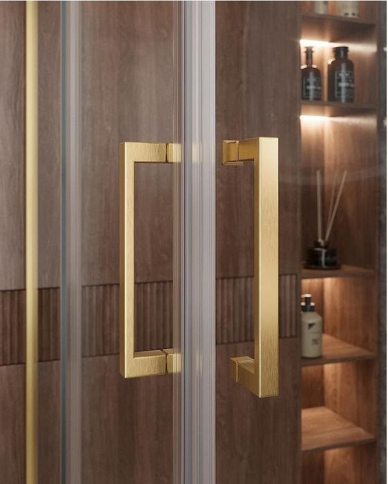 Душевой уголок Cezares Molveno 90x90 MOLVENO-A-2-90-C-BORO-IV профиль Брашированное золото стекло прозрачное