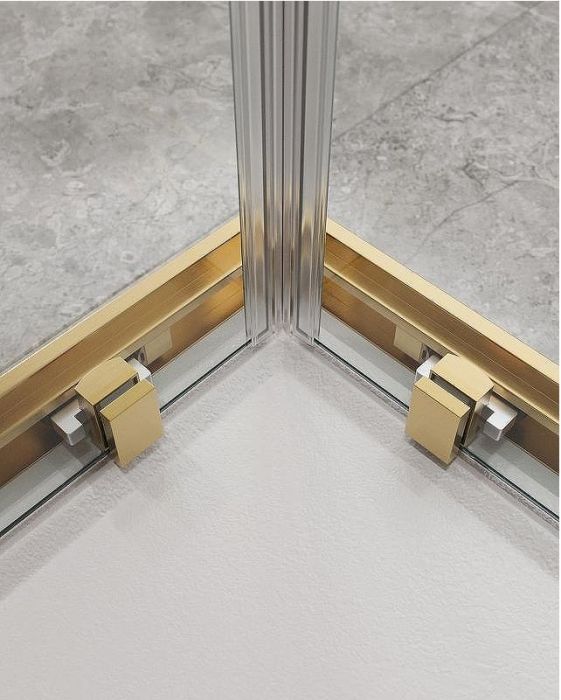 Душевой уголок Cezares Molveno 90x90 MOLVENO-A-2-90-C-BORO-IV профиль Брашированное золото стекло прозрачное