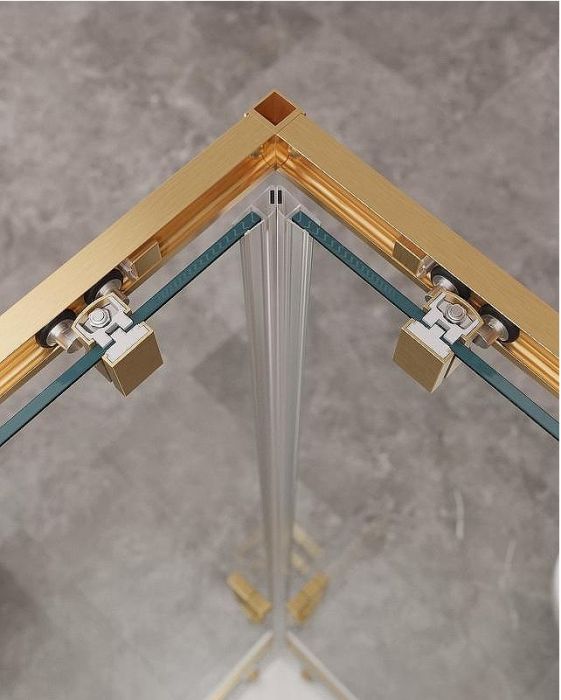 Душевой уголок Cezares Molveno 90x90 MOLVENO-A-2-90-C-BORO-IV профиль Брашированное золото стекло прозрачное