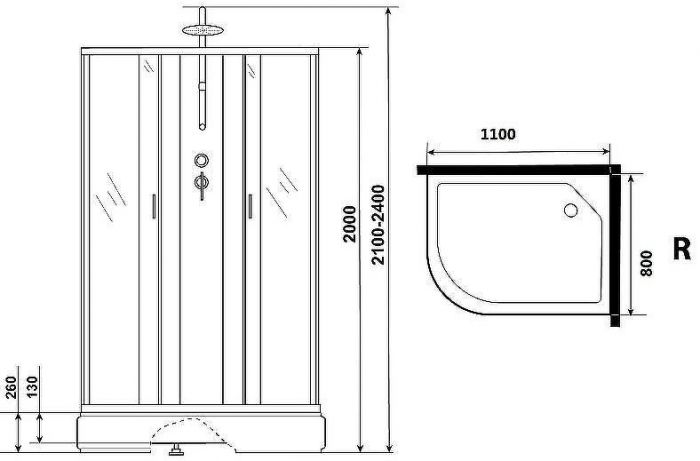 Душевая кабина Niagara Classic 110х80 R NG-33184-14RBKTG с гидромассажем