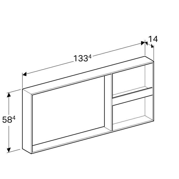 Зеркало Geberit Citterio с подсветкой и с ящиком 133.4х58.4х14, светлый дуб [500.571.JI.1]