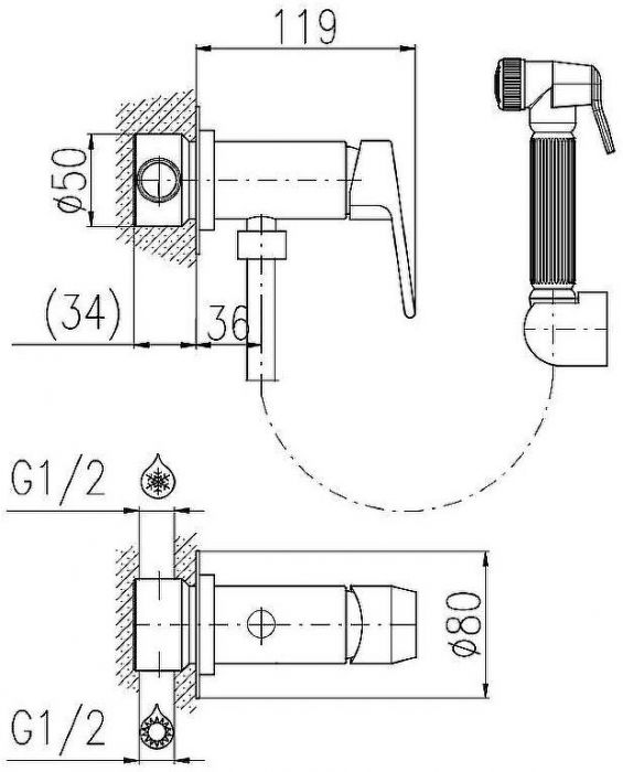 Гигиенический душ со смесителем Rav Slezak Colorado CO247/1CMAT Черный матовый