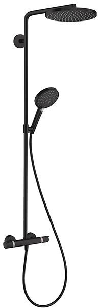 Hansgrohe Raindance Душевая стойка с термостатом 1jet (верхний душ 240мм, ручной душ с держателем), цвет: черный матовый
