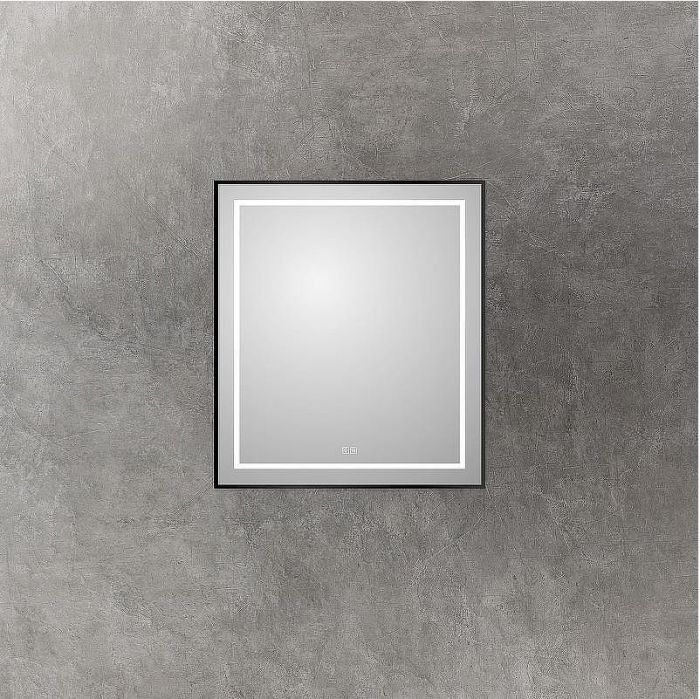 Зеркало BelBagno Kraft 70 SPC-KRAFT-700-800-LED-TCH-WARM-NERO с подсветкой Черное с сенсорным выключателем и подогревом