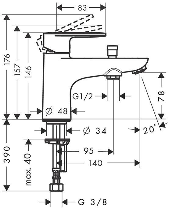Hansgrohe Vernis Blend Смеситель для ванны, на 1 отв., с ручным душем, цвет: хром