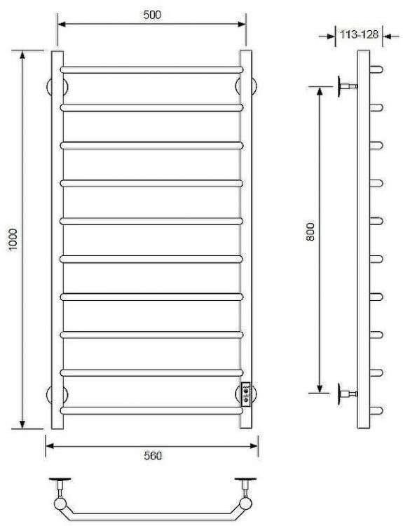 Электрический полотенцесушитель Comfysan Scola EC-10 100x50 016784 Черный матовый