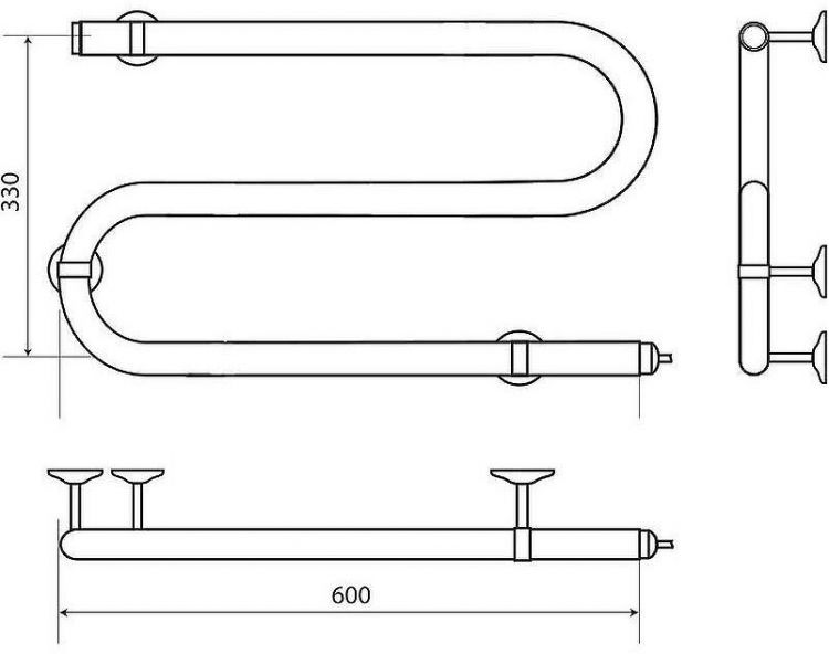 Электрический полотенцесушитель Melodia della vita Wave Electro S-образный 33х60 MTRWVE3360 Полированная сталь