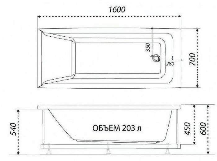Акриловая ванна Triton 1ACReal Тори 160х70 Щ0000042931 без гидромассажа
