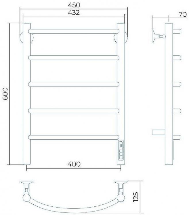 Электрический полотенцесушитель Larusso Классик П5 400х600 4670078536396 Хром