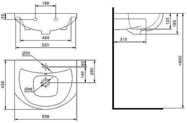 Раковина Vigo Santek Балтика 55 1.WH50.1.702 Белая