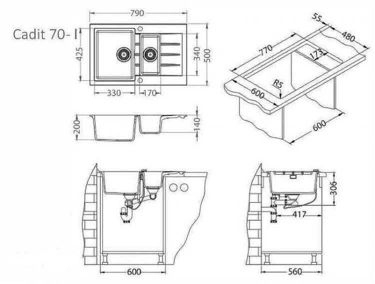 Кухонная мойка Alveus Granital Cadit 70 Arctic G11 790x500 1131357 Белая