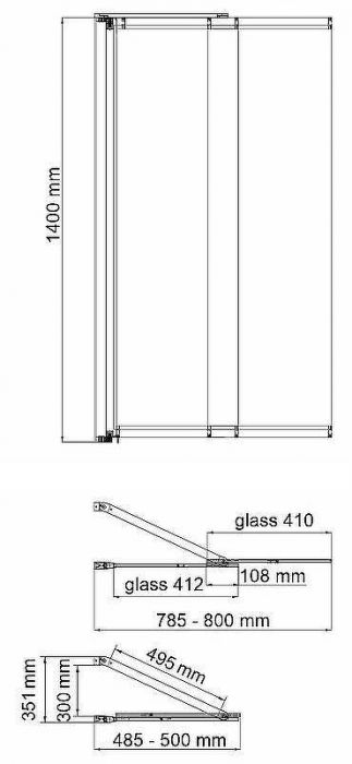 Шторка на ванну WasserKRAFT Dill 80 61S02-80WS Fixed профиль Черный стекло прозрачное