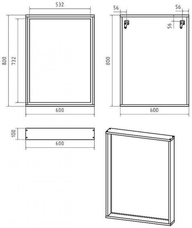 Зеркало Brevita Dallas 60 DAL-02060-074 с подсветкой Дуб Галифакс олово с сенсорным выключателем