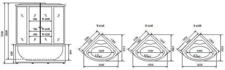 Душевой бокс Timo Standart 120x120 T-1125 с гидромассажем