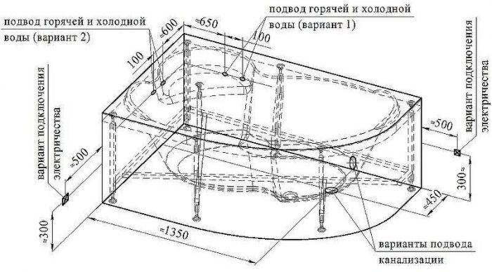 Акриловая ванна Radomir Vannesa Ирма 169х110 L 2-75-2-1-9-217 с гидромассажем Классик Хром