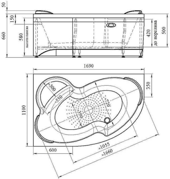 Акриловая ванна Radomir Vannesa Ирма 169х110 L 2-75-2-1-9-217 с гидромассажем Классик Хром