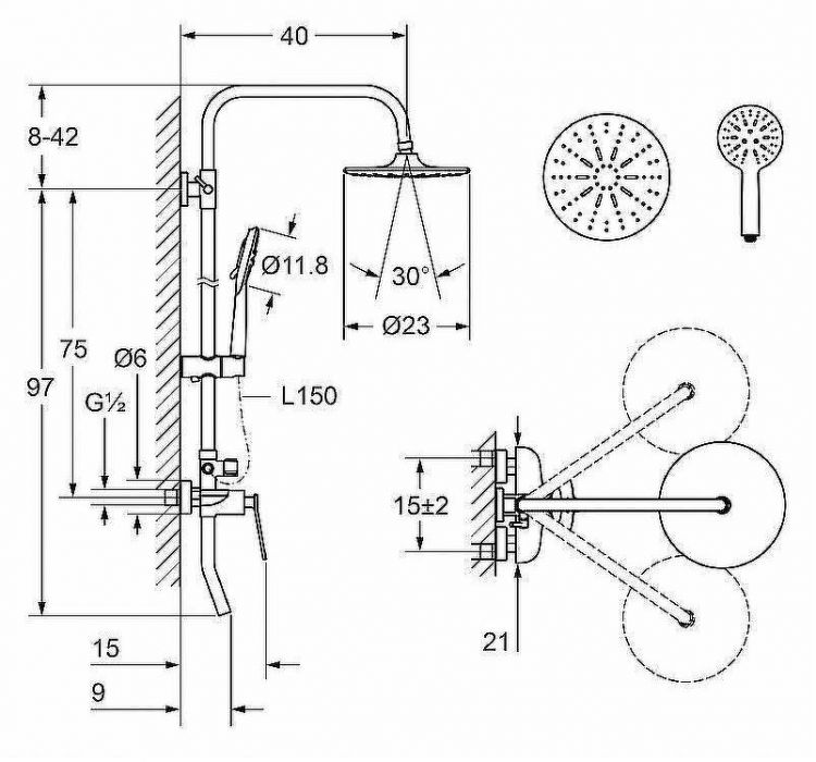 Душевая система Laguraty 17057 Черный