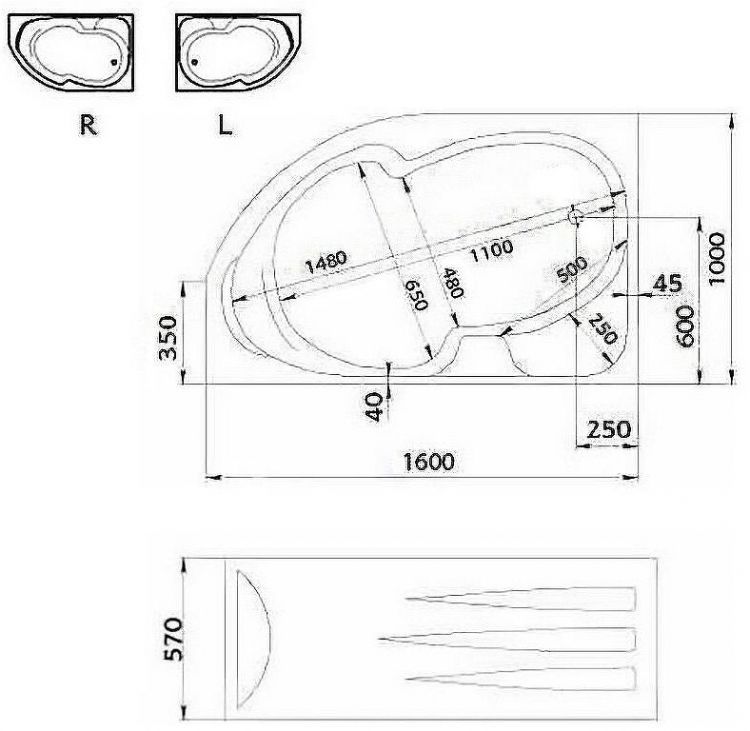 Акриловая ванна Creto Doris 160х100 R 14-160100R без гидромассажа