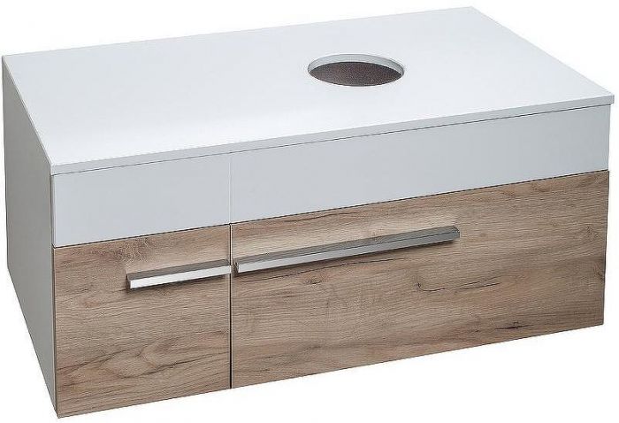 Тумба под раковину Runo Вудлайн 85 00-00001344 подвесная Белая Крафтовый дуб