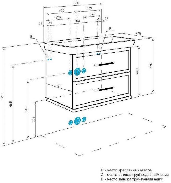 Тумба под раковину Aquaton Нео-Классика 85 1A286301NC5E0 подвесная Кипарис