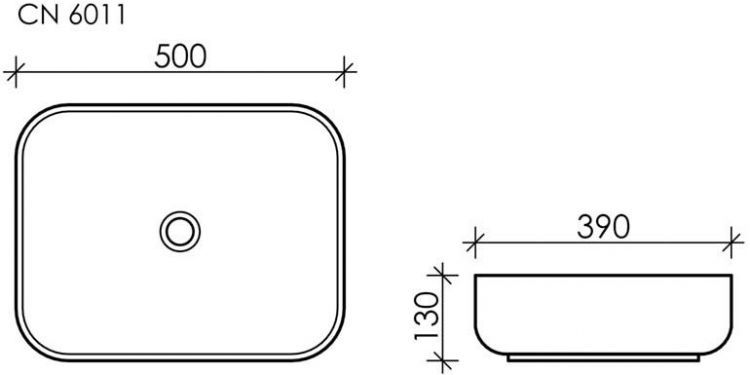Умывальник CERAMICANOVA Element чаша накладная прямоугольная CN6011