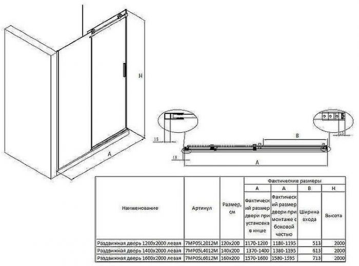 Душевая дверь Roca Area 120 L MP05L2012M профиль Хром стекло прозрачное