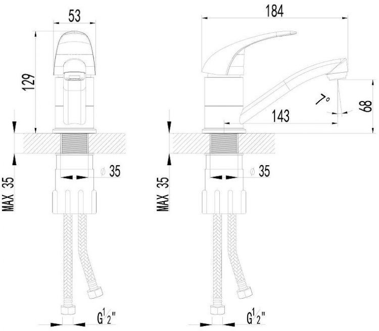 Смеситель для раковины AWP Suna S1007C цвет Хром