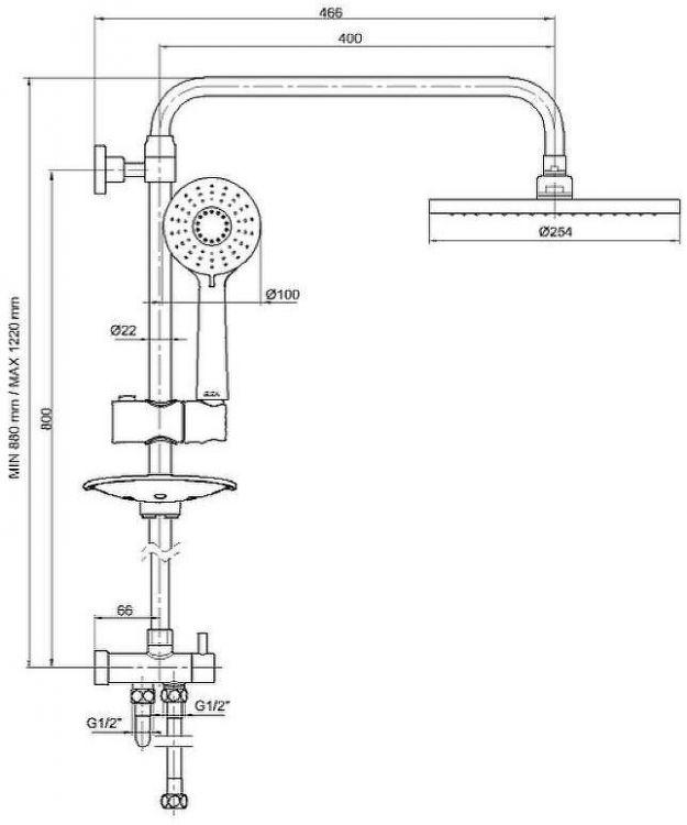 Душевая система E.C.A. Myra 102158030EX Хром Душевая система E.C.A. Myra 102158030EX Хром