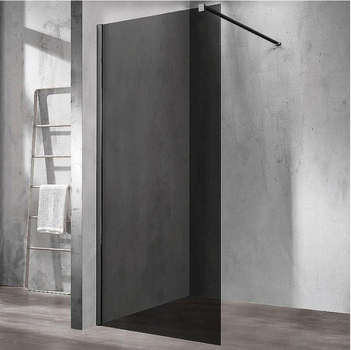 Душевая перегородка Vincea Walk-In 80 VSW-1H800CGB профиль Черный матовый стекло тонированное