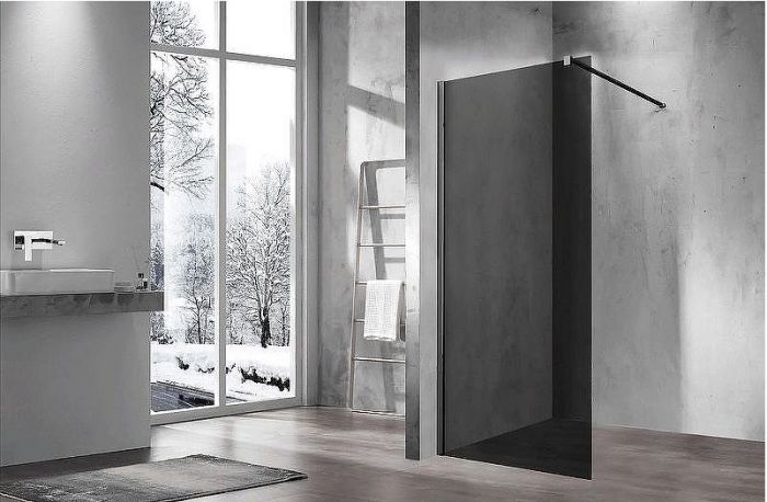 Душевая перегородка Vincea Walk-In 80 VSW-1H800CGB профиль Черный матовый стекло тонированное