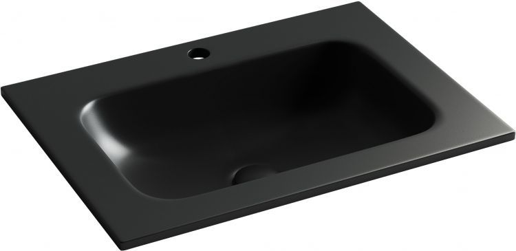 Раковина накладная SANCOS Grace прямоугольная, с отверстием под смеситель, 610x457x137мм, цвет черный матовый, CN7011MB