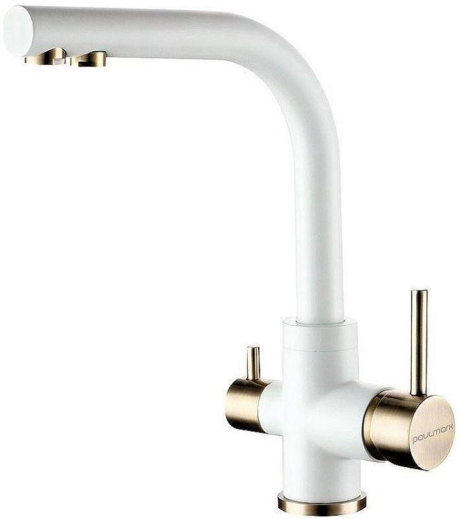 Смеситель для кухни Paulmark Essen Es213011-431BR Белый матовый Бронза Смеситель для кухни Paulmark Essen Es213011-431BR Белый матовый Бронза