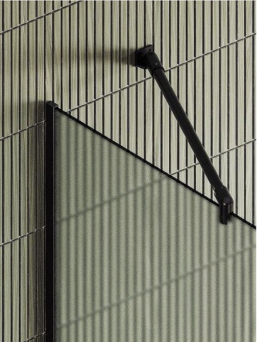 Душевая перегородка Maybah Glass MGD-737-6у 890x1950 в узком профиле Черный стекло сатиновое