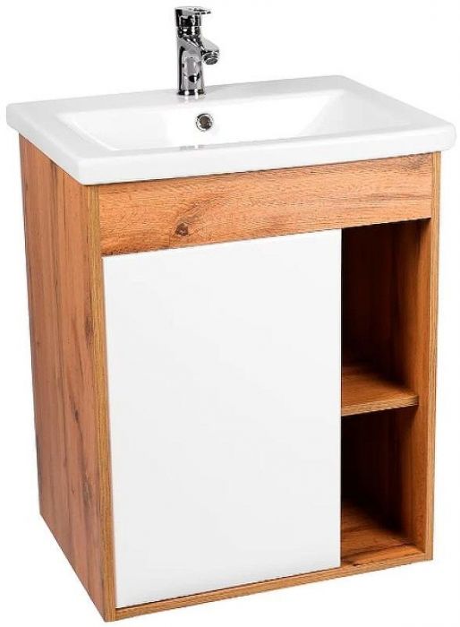 Тумба под раковину VIANT Бостон 60 VBOS60CO-T1STP подвесная Белая Дуб Вотан