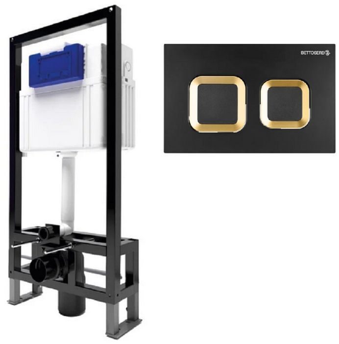 Инсталляция Bettoserb Sava Free Standing SFS40006489 для унитаза с клавишей смыва цвет Черный матовый Хром глянцевый