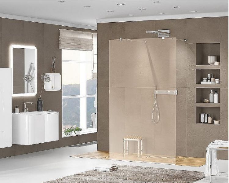 Душевая перегородка Cezares Liberta 90 LIBERTA-L-2-90-BR-Cr профиль Хром стекло бронзовое