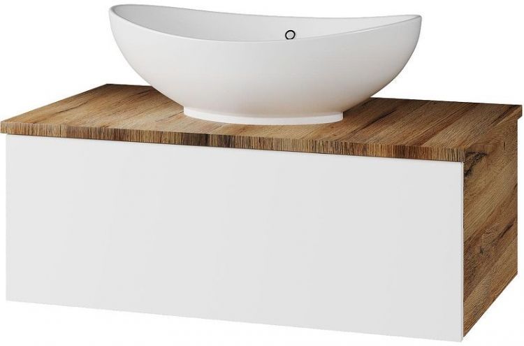 Тумба под раковину Misty Ива 80 П-Ива-01080-951Я подвесная Белая Дуб Вотан