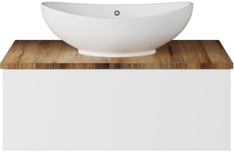 Тумба под раковину Misty Ива 80 П-Ива-01080-951Я подвесная Белая Дуб Вотан