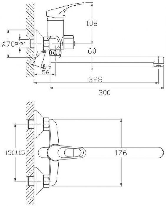 Смеситель для ванны Haiba HB2213 универсальный Хром