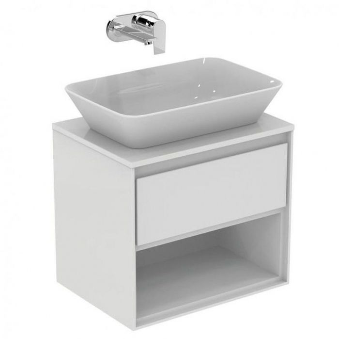 Тумба под раковину Ideal Standard Connect Air 60 E0826KN подвесная цвет Glossy White + Matt Light Grey (Белый глянцевый + Светло-серый матовый)