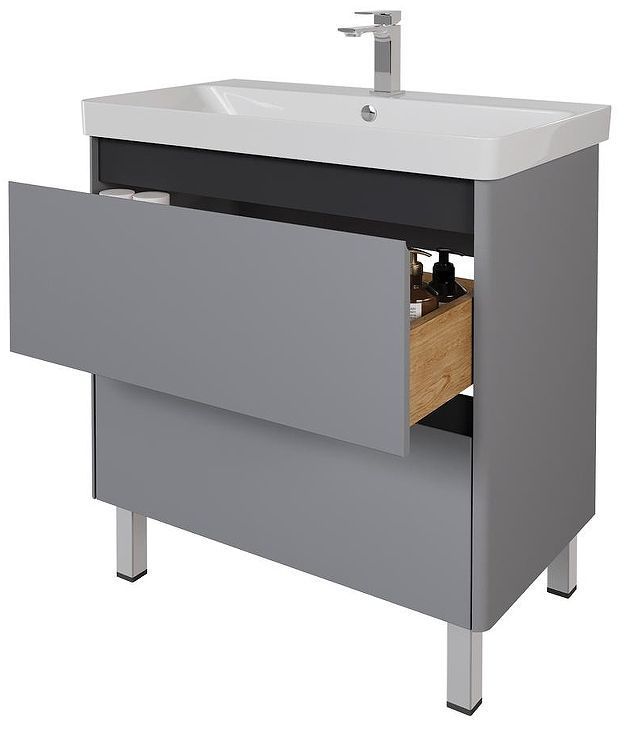 Тумба под раковину Dreja Luxury Plus 80 99.2032 подвесная/напольная цвет Серый базальт