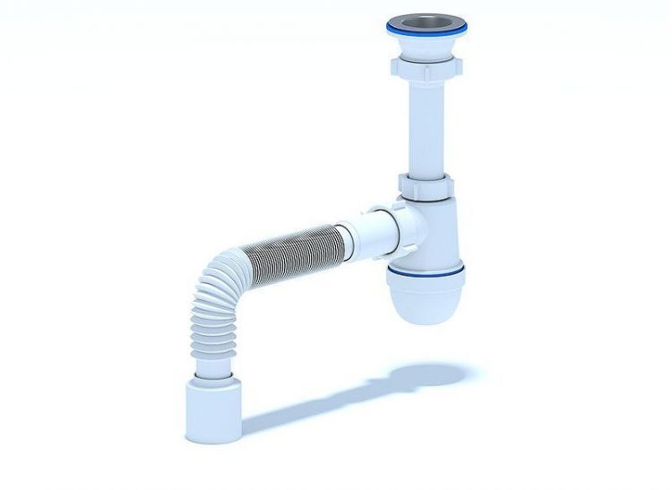 Сифон для кухонной мойки Анипласт C0110 1 1/2 с гибкой трубой 40х40/50 мм цвет Хром Белый